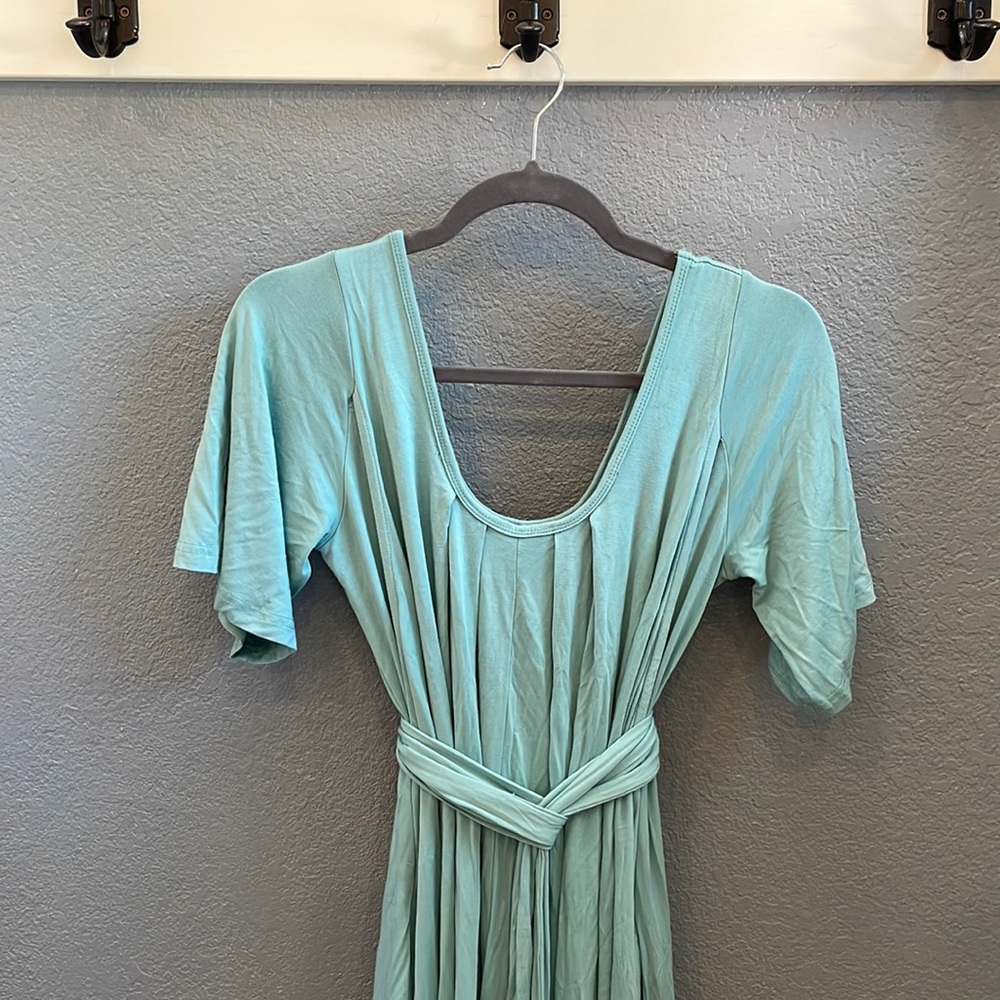 Latched Mama Pleated Dress with Flutter Sleeves, Robin Egg Blue
